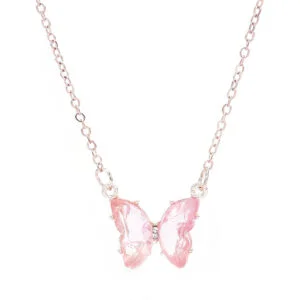 Collier Papillon Rose