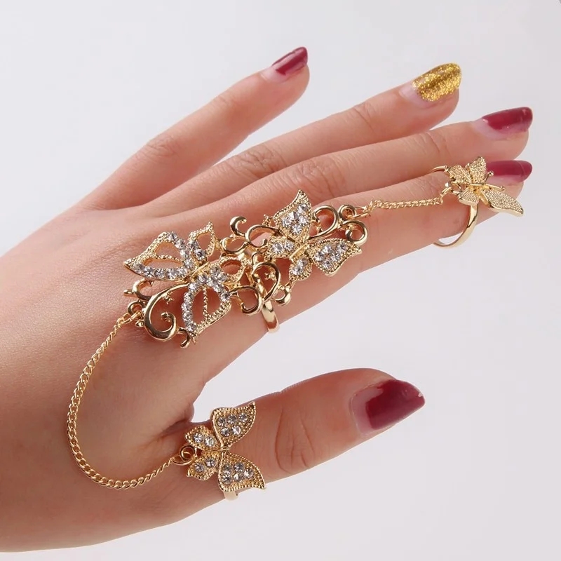 Bague Papillon Et Chaîne