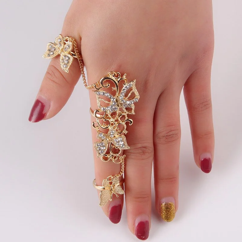 Bague Papillon Et Chaîne