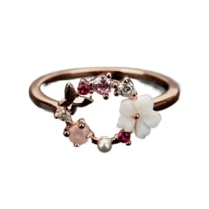 Bague Papillon Et Fleurs