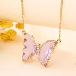 Collier Papillon Rose