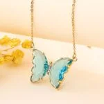 Collier Papillon Bleu Turquoise