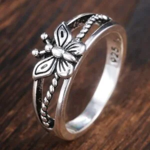 Bague Papillon Et Chaîne