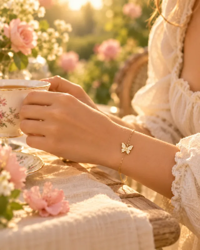 Bracelet chaîne dorée avec breloque papillon